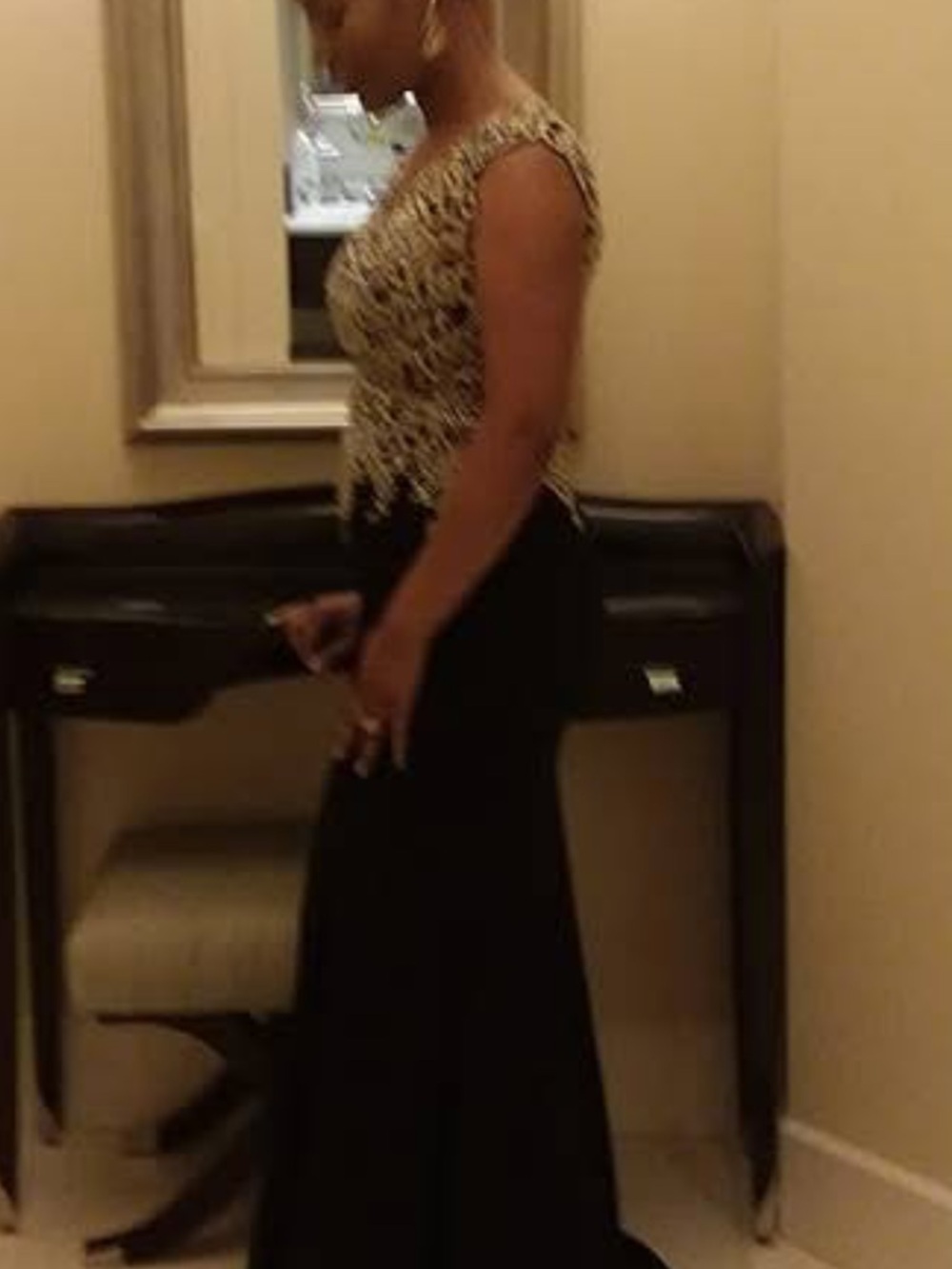 Black Evening Gown with Gold Embellished Bodice